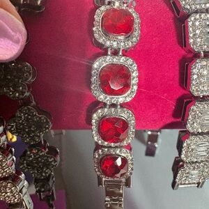 Elegant Red and Silver Bracelet